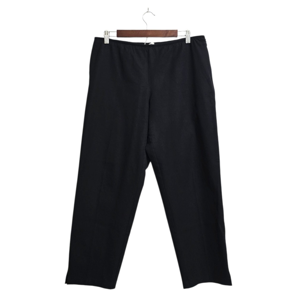 Eileen Fisher Organic Cotton Twill Slim Ankle Pant In Black Sz L